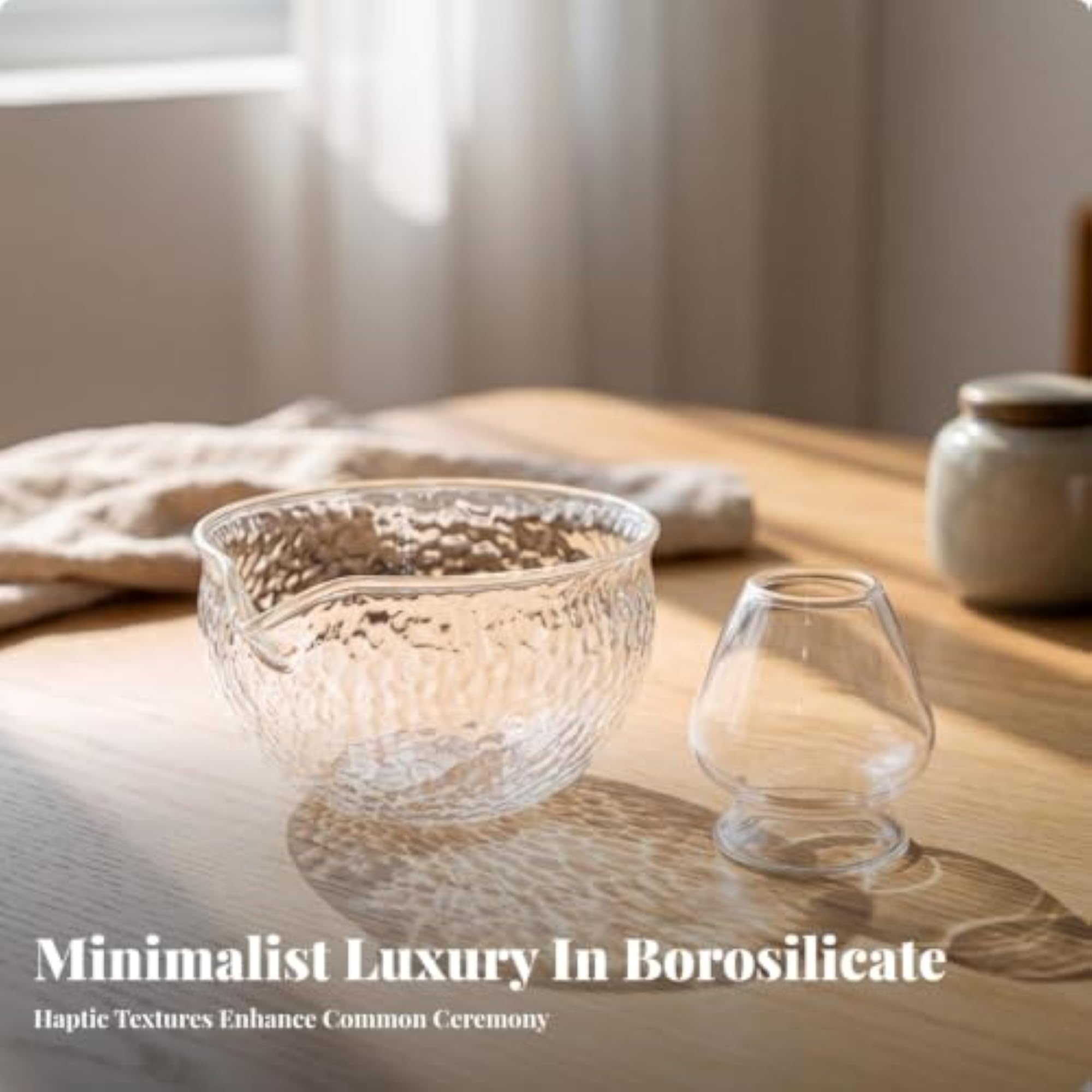 Versatile Glass Matcha Bowl with Spout, Easy to Clean